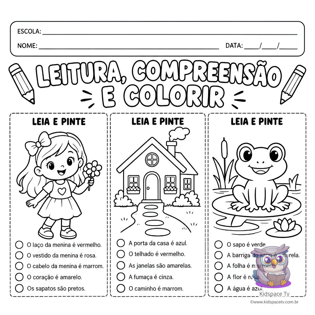 Kit Leitura, compreensão e pintura